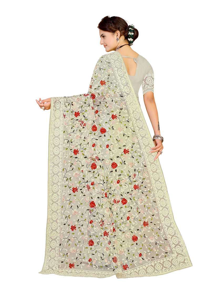 Women Solid With Work Embroidered Saree With Blouse - 22660428 -  Standard Image - 2