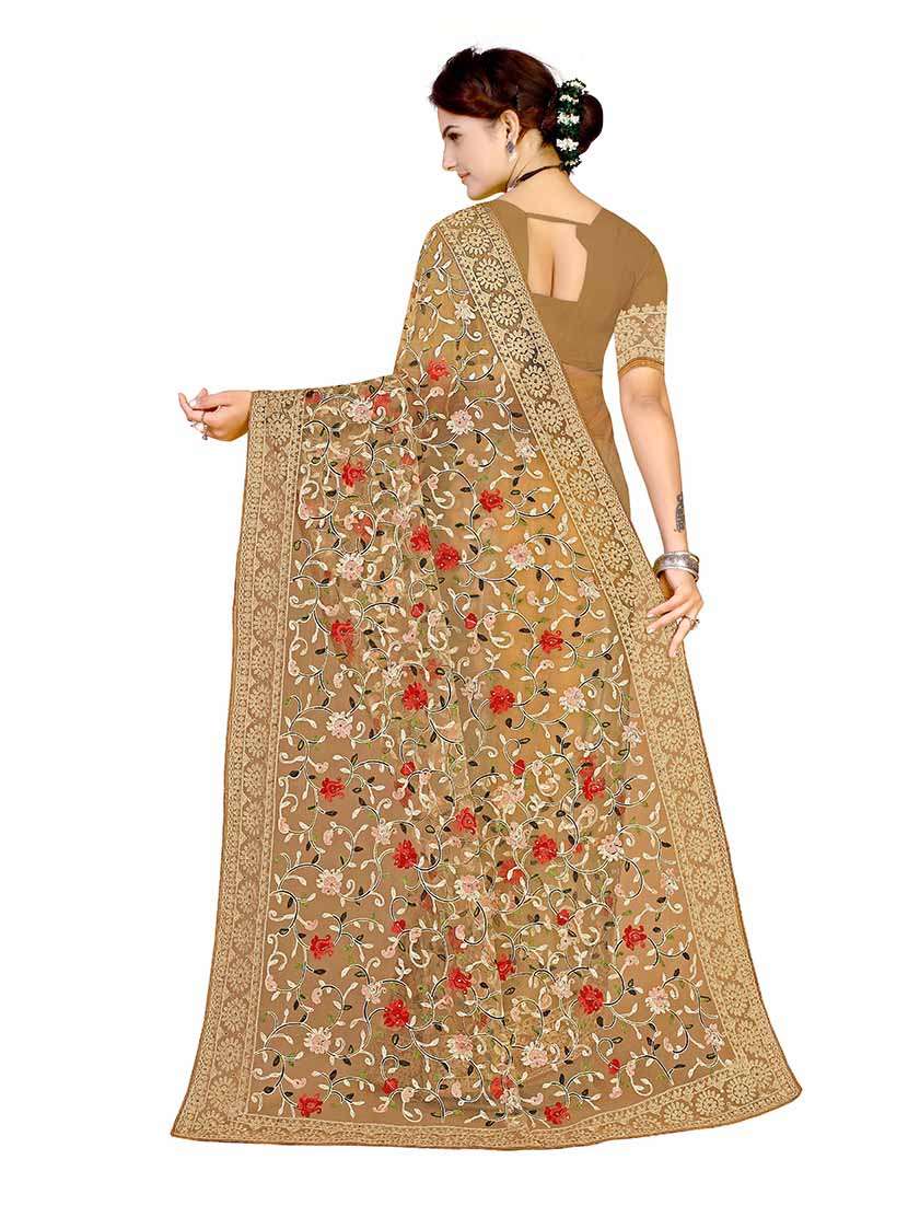 Women Solid With Work Embroidered Saree With Blouse - 22660429 -  Standard Image - 2