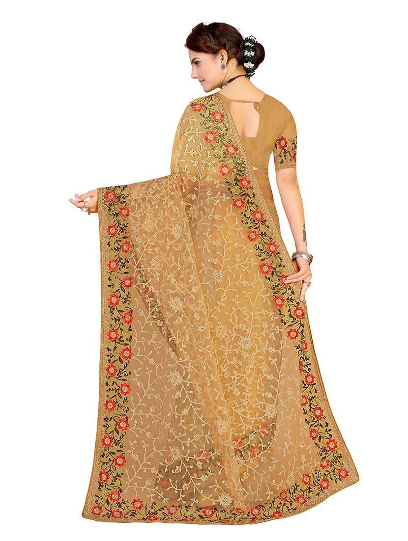 Women Solid With Work Embroidered Saree With Blouse - 22660433 -  Standard Image - 2