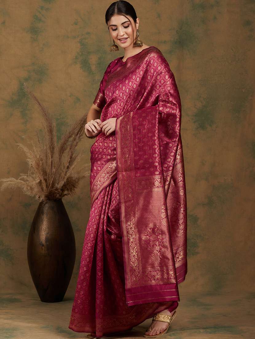 Women Self Design Banarasi Saree With Blouse - 22660448 -  Standard Image - 2