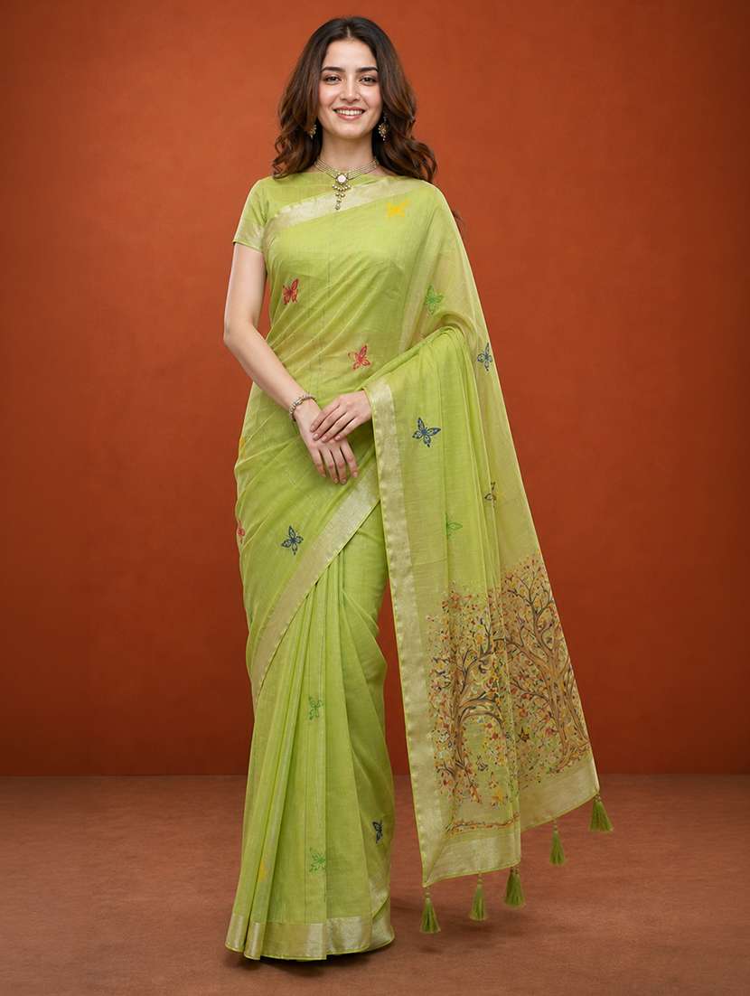women self design chanderi saree with blouse