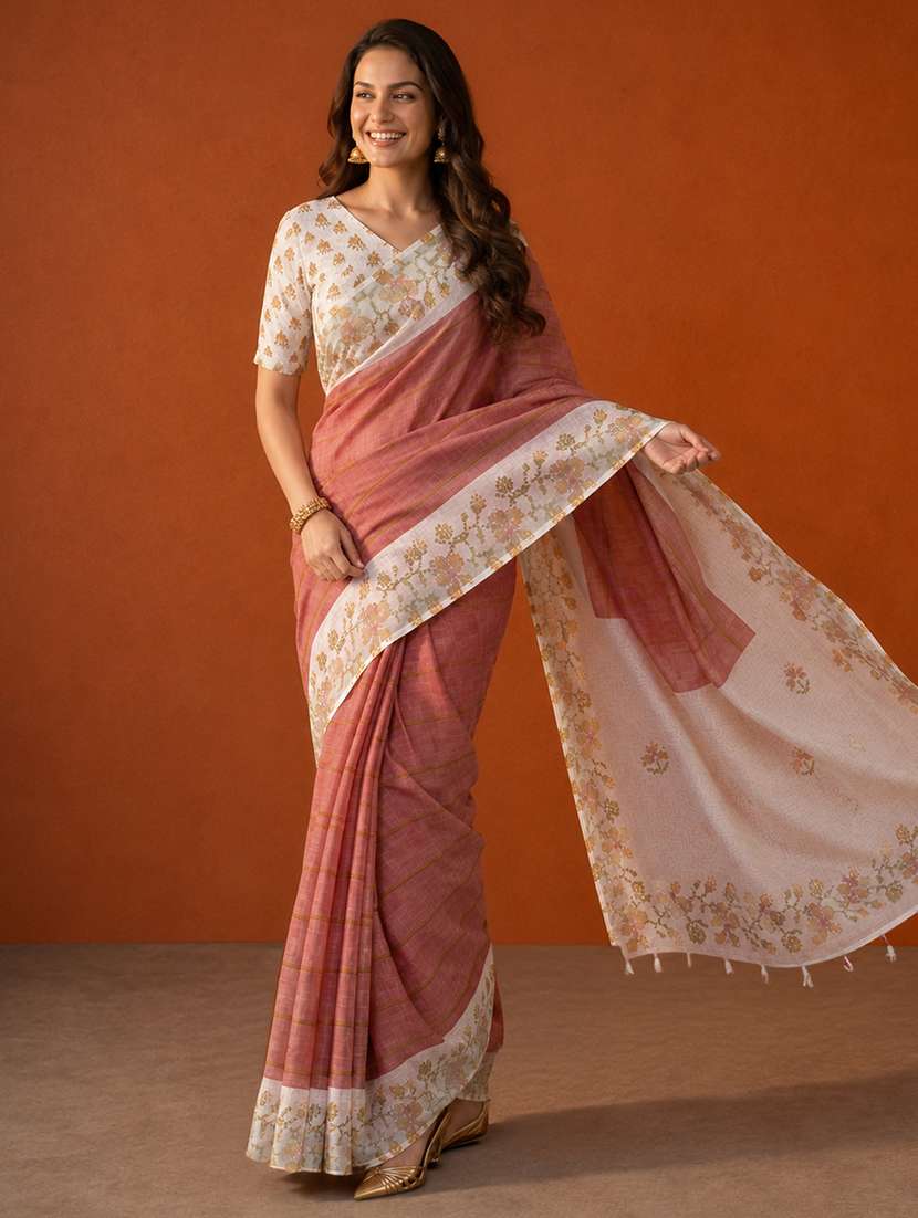 Women Printed Casual Wear Saree With Blouse - 22660884 -  Standard Image - 2