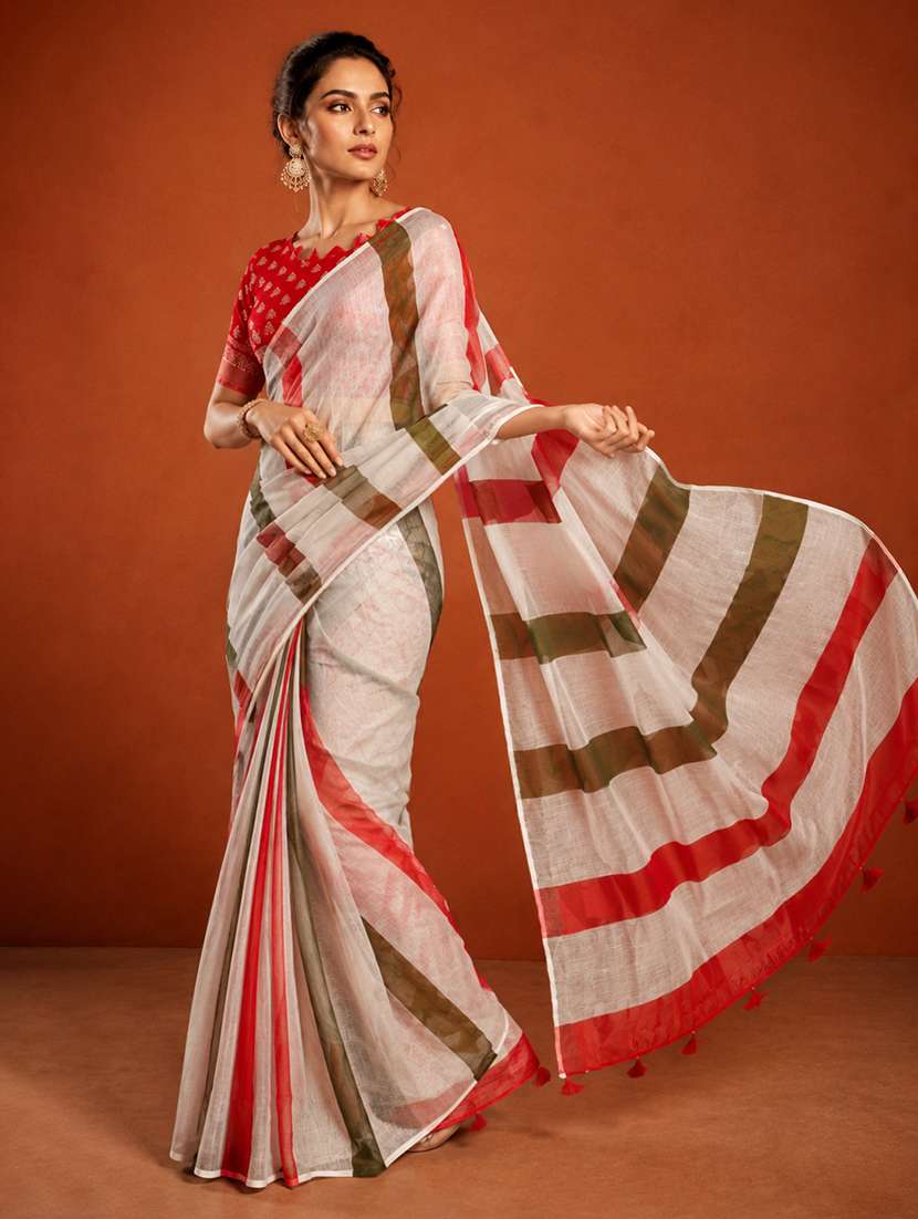 Women Printed Casual Wear Saree With Blouse - 22660888 -  Standard Image - 2