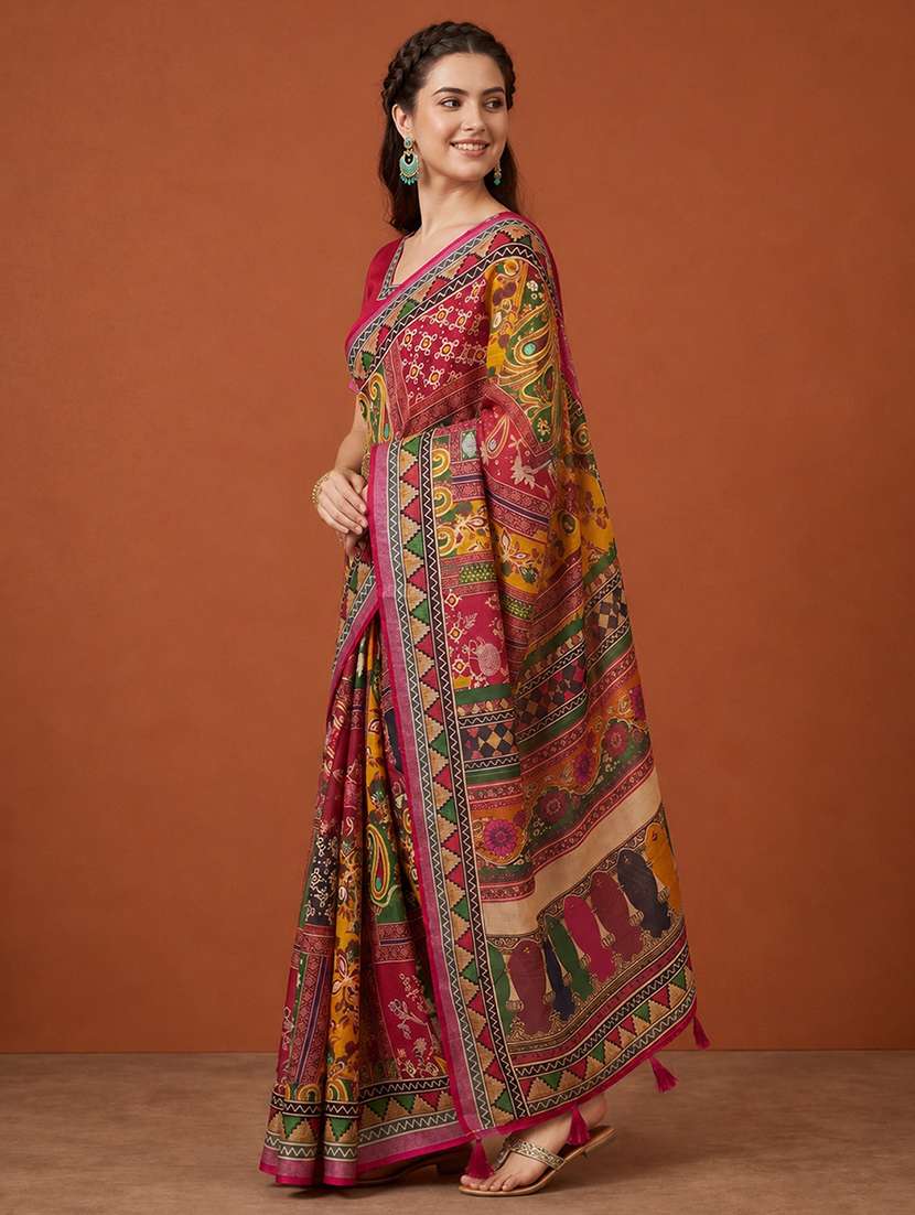 Women Printed Casual Wear Saree With Blouse - 22660889 -  Standard Image - 2