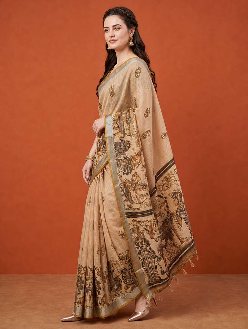Women Printed Casual Wear Saree With Blouse - 22660890 -  Standard Image - 2