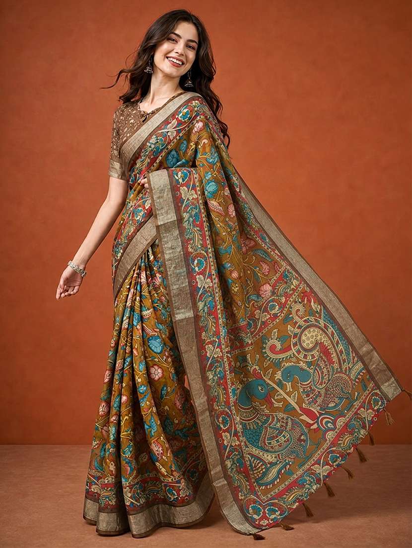 Women Printed Casual Wear Saree With Blouse - 22660891 -  Standard Image - 2