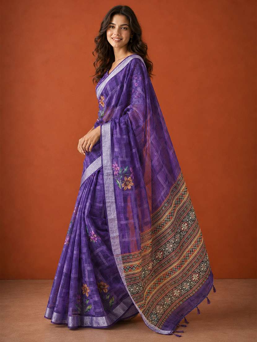Women Printed Casual Wear Saree With Blouse - 22660892 -  Standard Image - 2