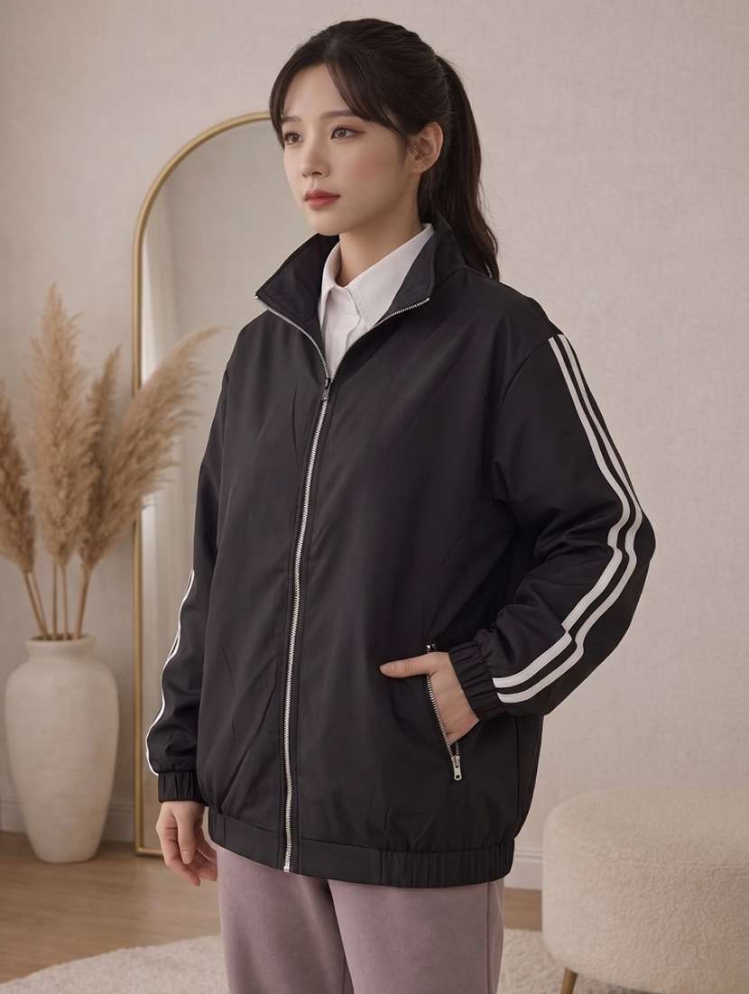 women tapered long sleeve bomber jacket