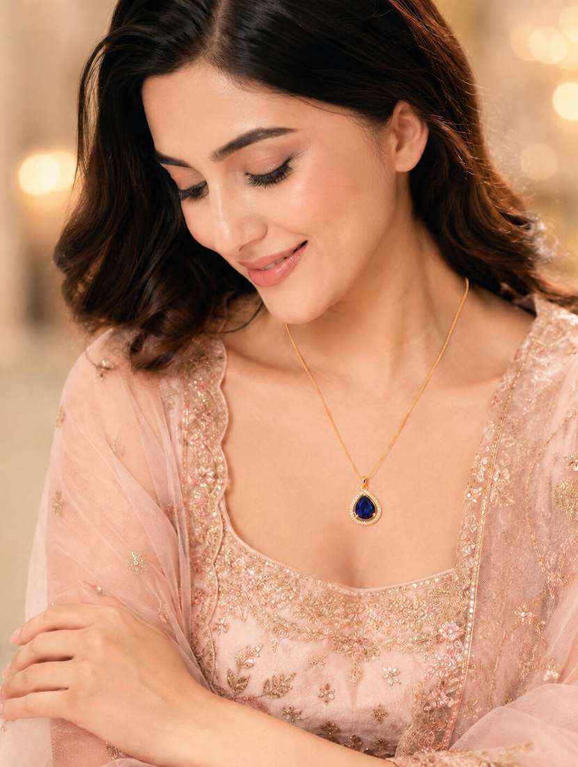 oval shape gold plated pendant with chain - 22662022 -  Standard Image - 2
