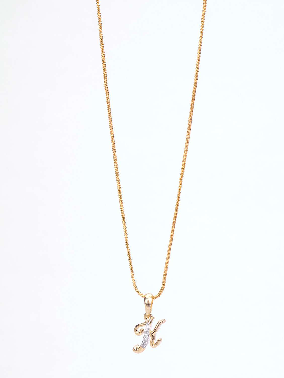 Women Gold Plated Brass Alphabet K Pendant With Stones - 22662135 -  Standard Image - 2