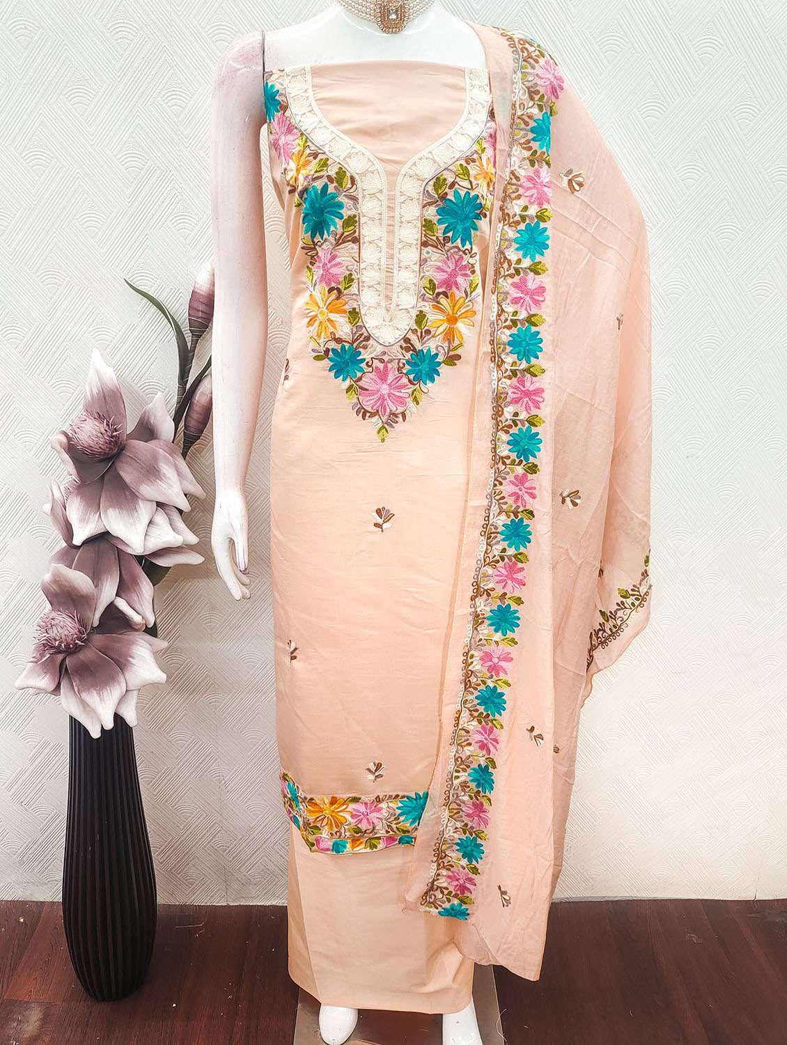 women solid with work unstitched suit set - 22662279 -  Standard Image - 2