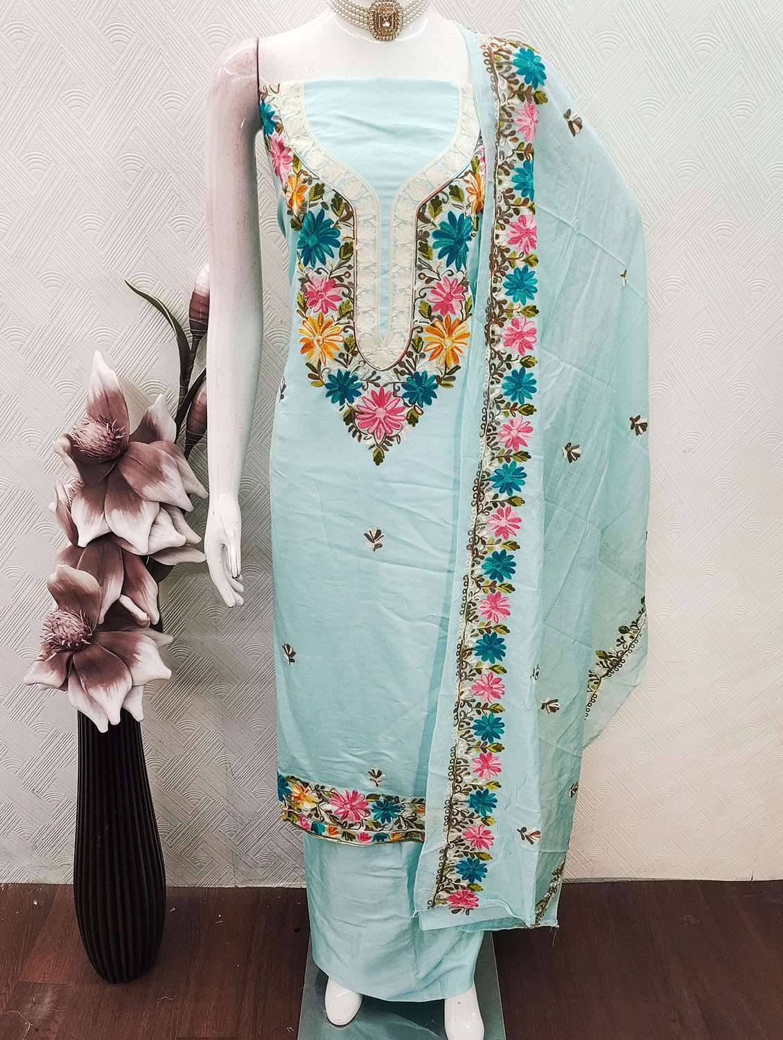 women solid with work unstitched suit set - 22662280 -  Standard Image - 2