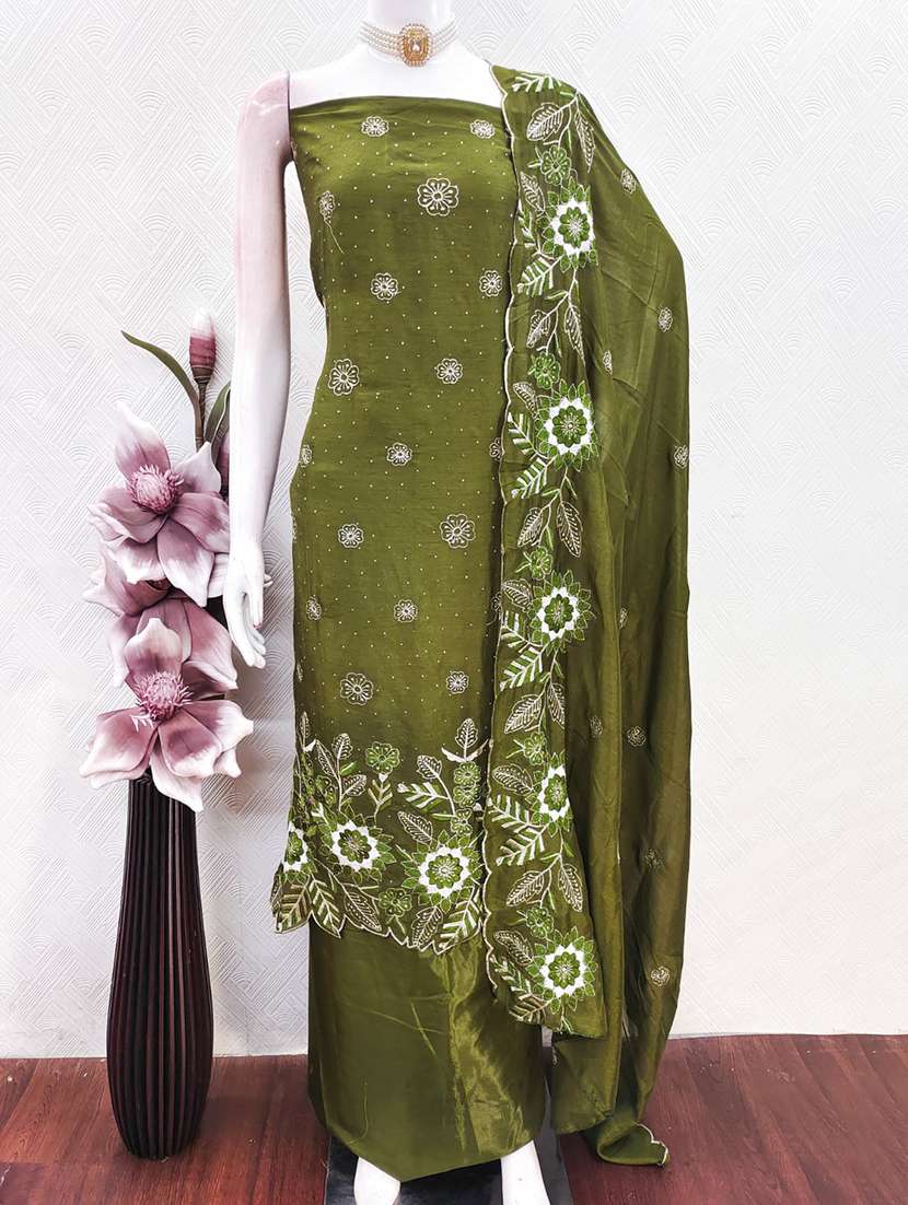 women solid with work unstitched suit set - 22662290 -  Standard Image - 2