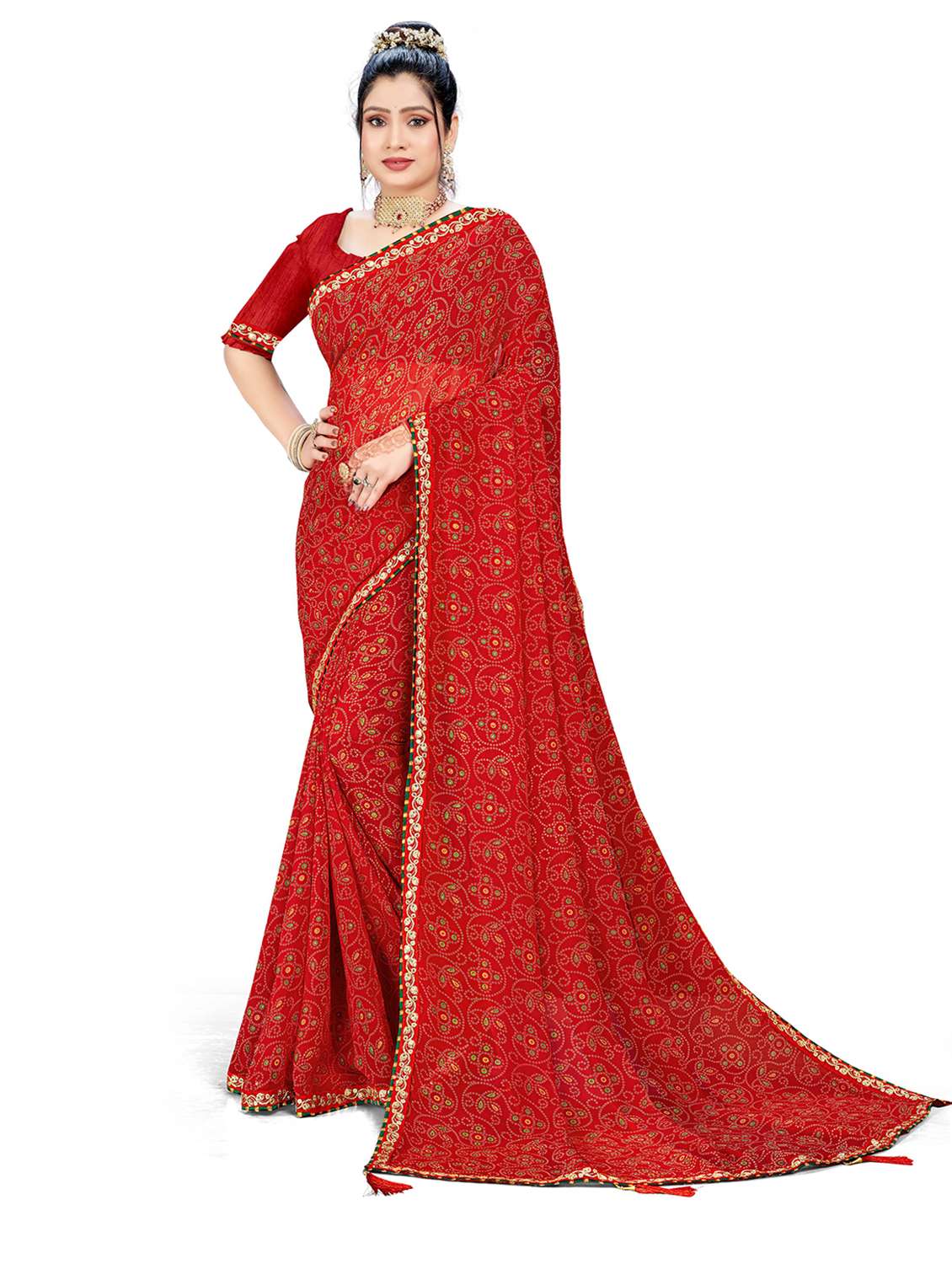 women printed casual wear saree with blouse