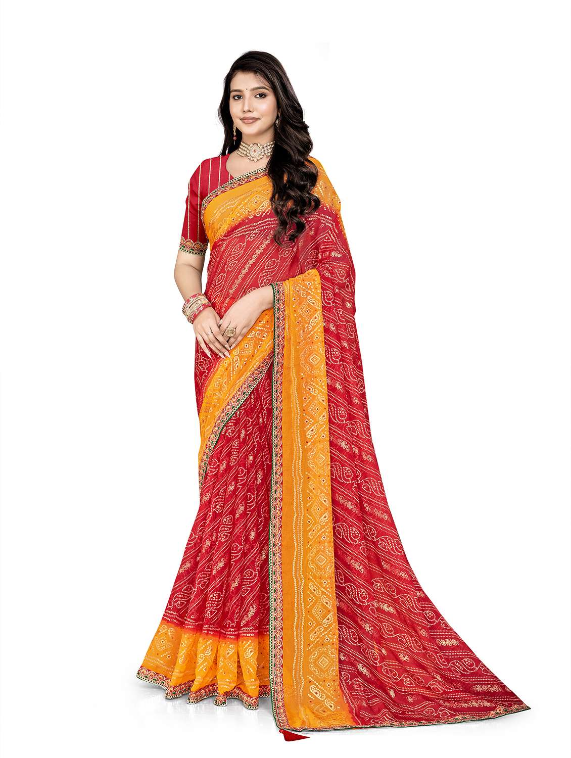 women printed casual wear saree with blouse