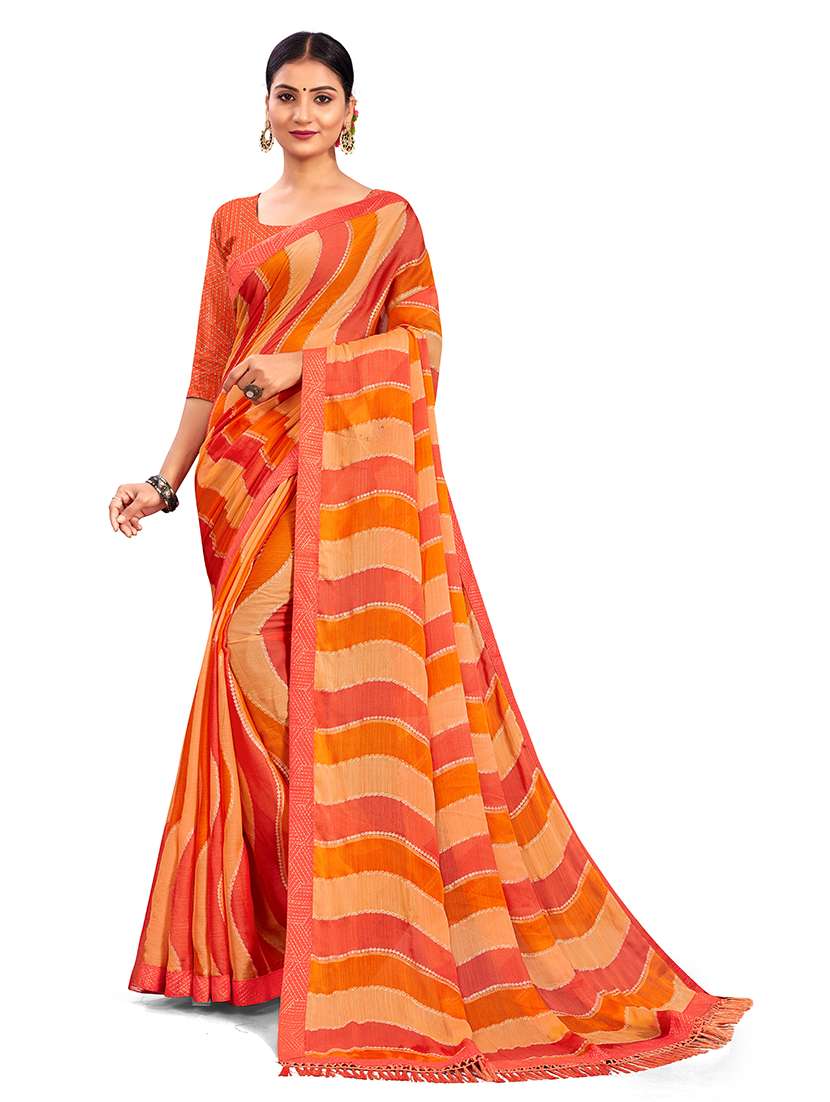 women printed casual wear saree with blouse