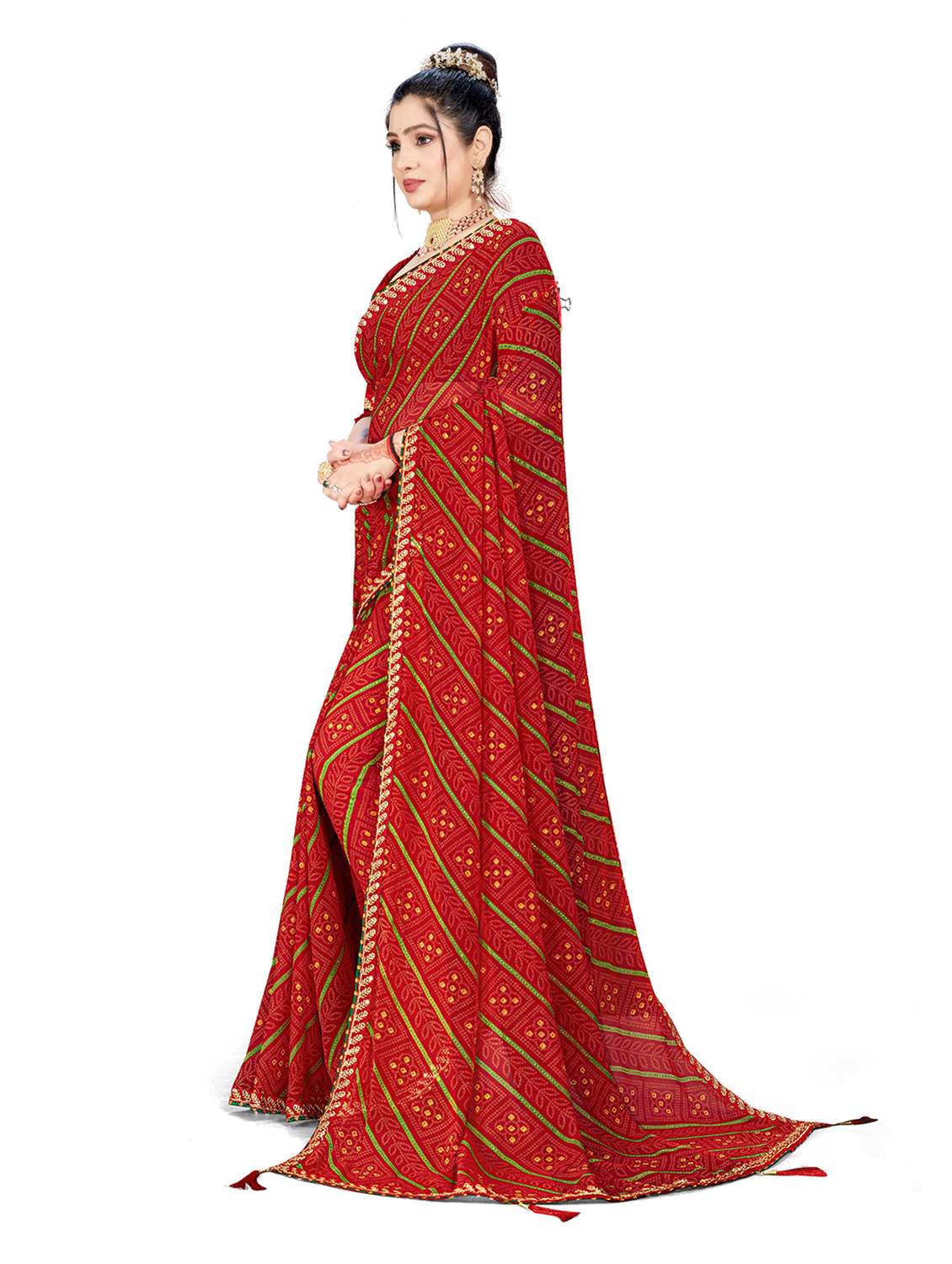 Women Printed Casual Wear Saree With Blouse - 22663367 -  Standard Image - 2