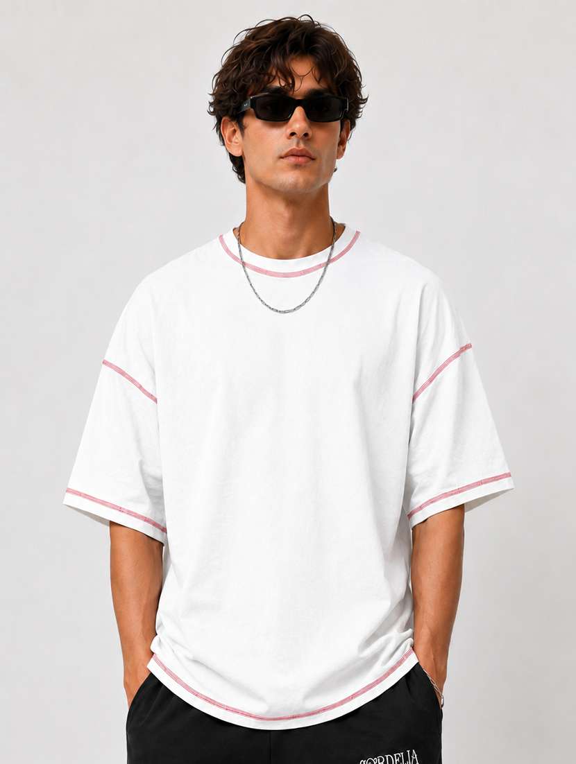 men solid short sleeves oversized t-shirt