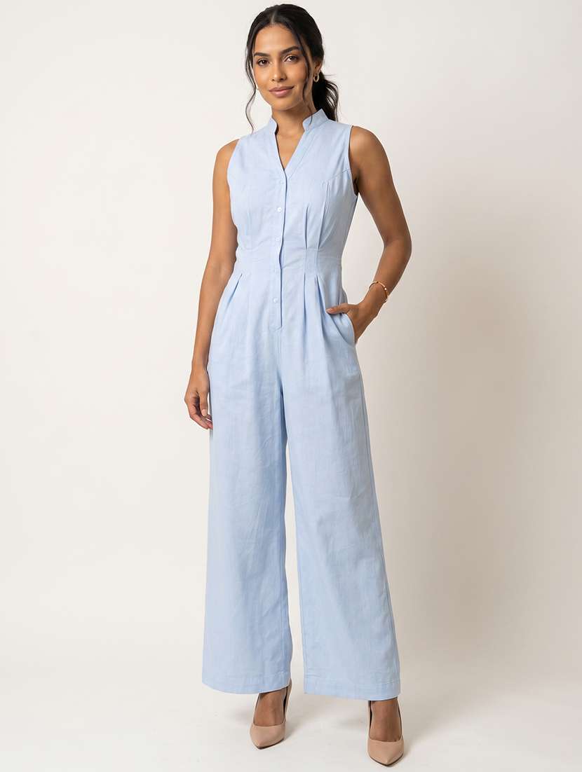 Women Solid Sleeveless Full Leg Jumpsuit - 22663717 -  Standard Image - 2