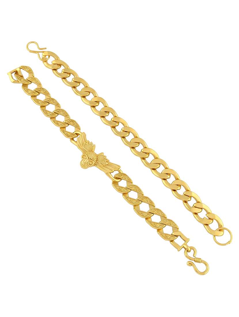 Men Pair Of 2 Gold Plated Brass Bracelets - 22663932 -  Standard Image - 2