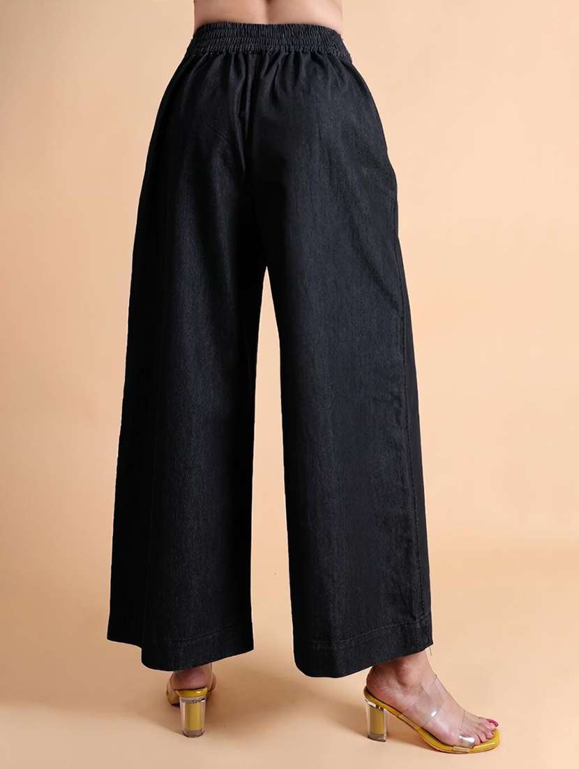 Women Solid High Rise Straight Palazzo - 22664464 -  Standard Image - 2