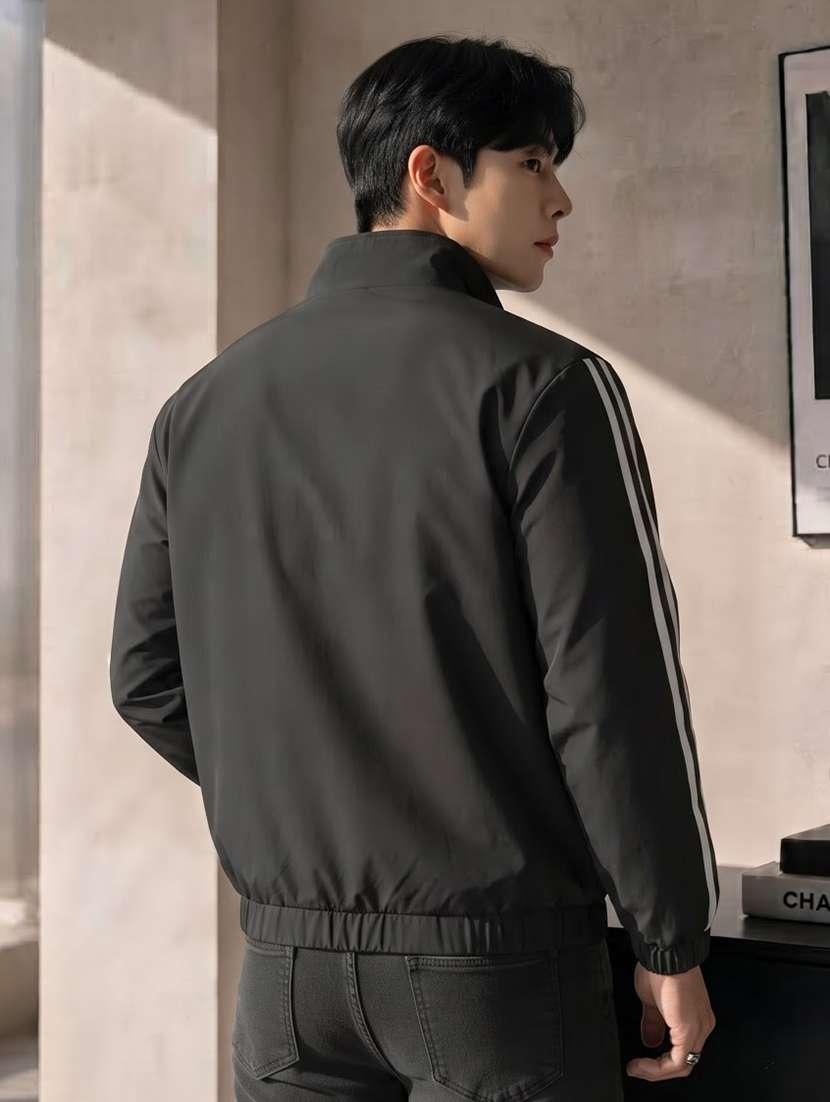 Men Taped Long Sleeves Regular Fit Bomber Jacket - 22664734 -  Standard Image - 2