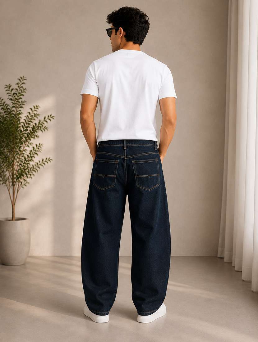 men washed mid rise full length baggy jeans - 22664814 -  Standard Image - 2