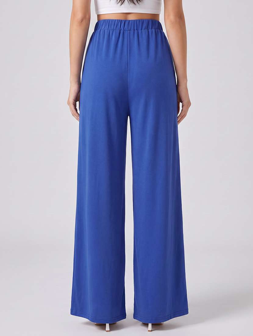 Women Solid High Rise Wide Leg Trouser - 22665104 -  Standard Image - 2