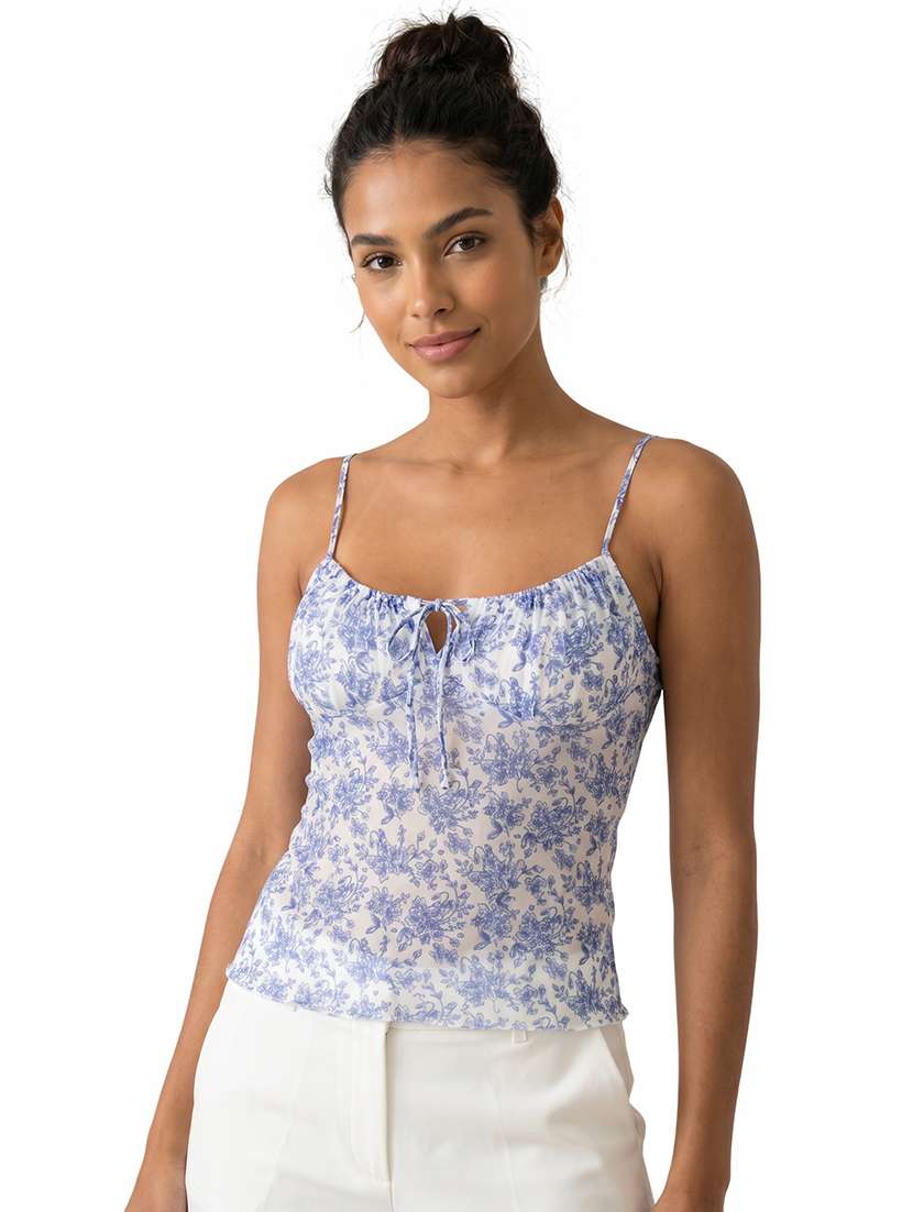 Women Printed Shoulder Strap Regular Top - 22665133 -  Standard Image - 2