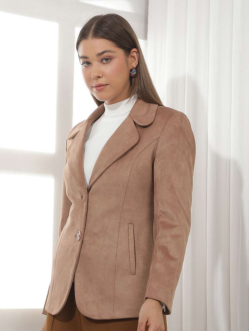 Women Solid Long Sleeves Regular Coat - 22665313 -  Standard Image - 2