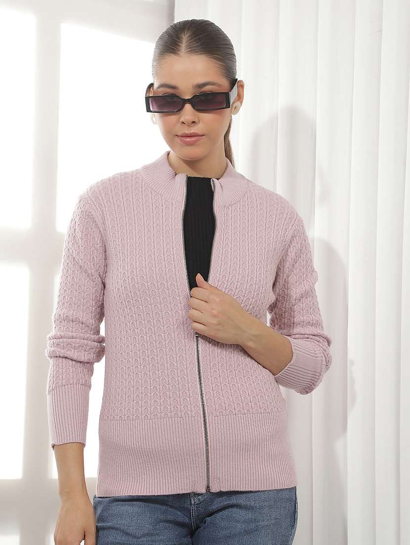 women self design long sleeves cardigan