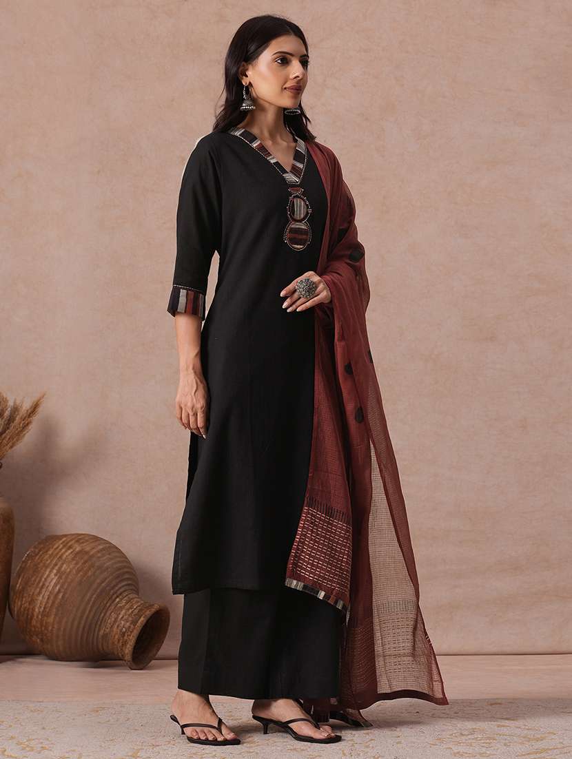 women embroidered three quarter sleeves kurta palazzo set with dupatta - 22665502 -  Standard Image - 2