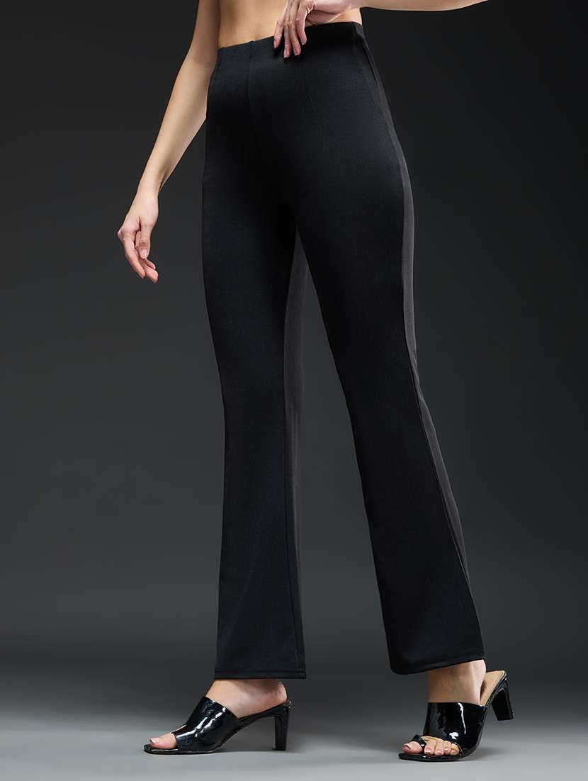 Women Solid High Rise Bootcut Trouser - 22665585 -  Standard Image - 2