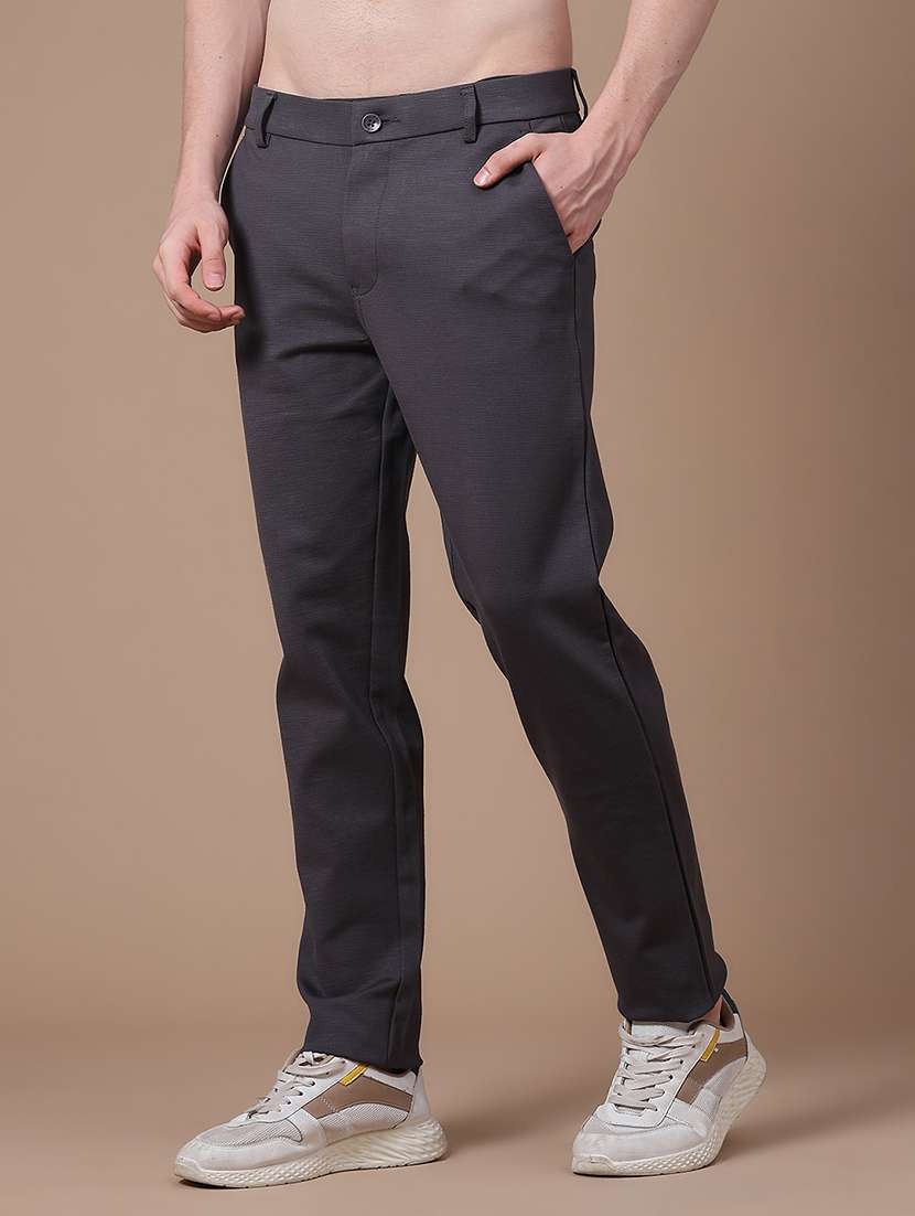 Men Solid Mid Rise Chinos Casual Trouser - 22683202 -  Standard Image - 2