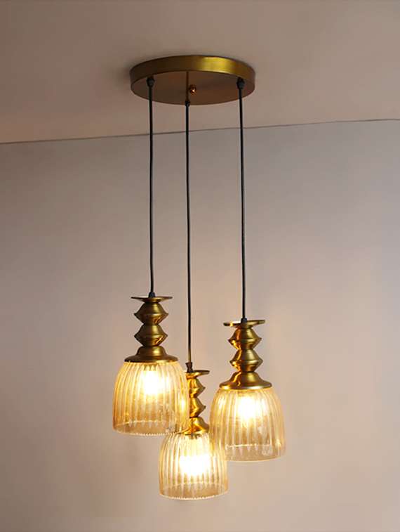 Ribbed Glass 3-light Cluster Hanging Lamp - 22686604 -  Standard Image - 2