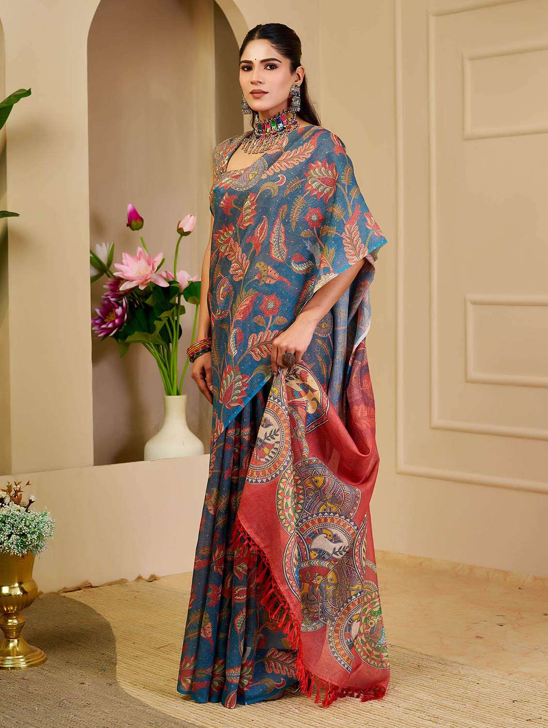 Women Printed Casual Wear Saree With Blouse - 22686618 -  Standard Image - 2