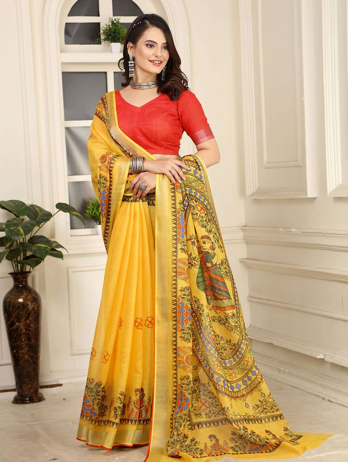 Women Printed Casual Wear Saree With Blouse - 22686775 -  Standard Image - 2