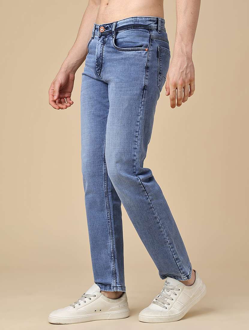 Men Washed Mid Rise Full Length Straight Jeans - 22687305 -  Standard Image - 2