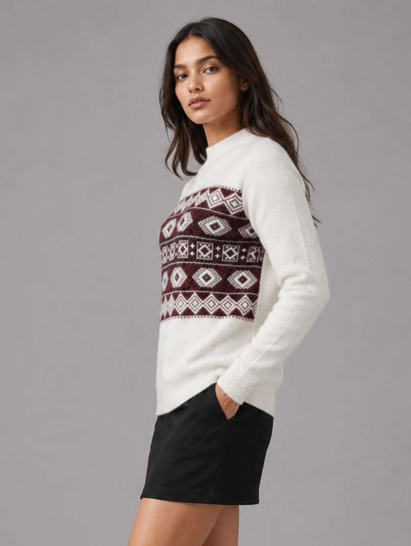 Women Self Design Long Sleeves Regular Fit Pullover - 22687355 -  Standard Image - 2