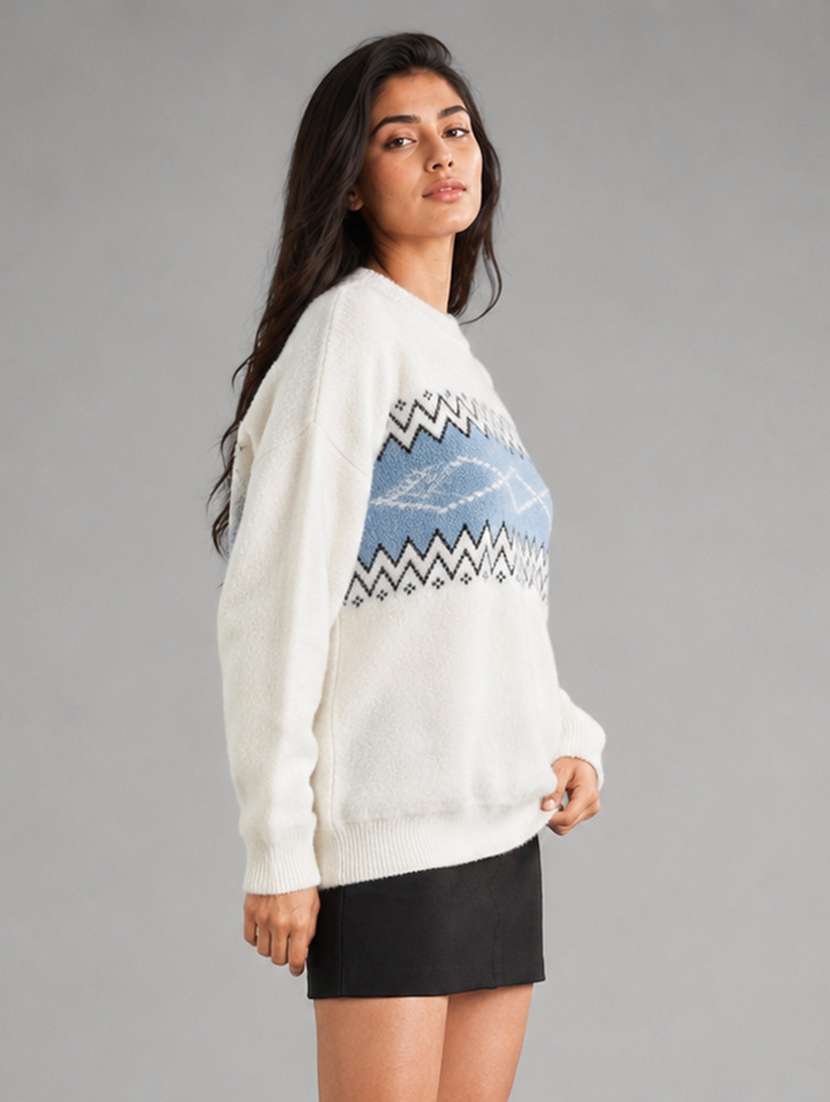 Women Self Design Long Sleeves Regular Fit Pullover - 22687362 -  Standard Image - 2