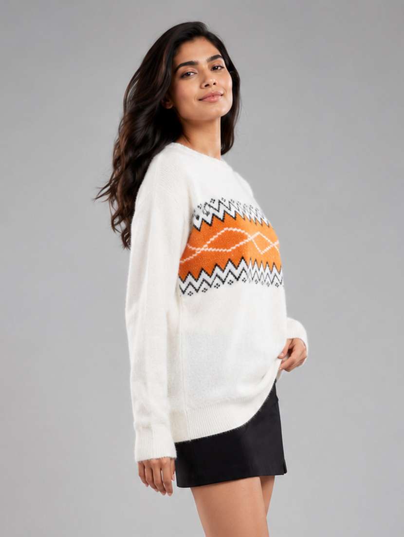 Women Self Design Long Sleeves Regular Fit Pullover - 22687363 -  Standard Image - 2