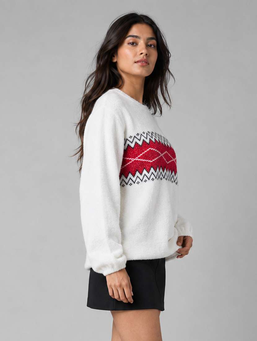 Women Self Design Long Sleeves Regular Fit Pullover - 22687364 -  Standard Image - 2