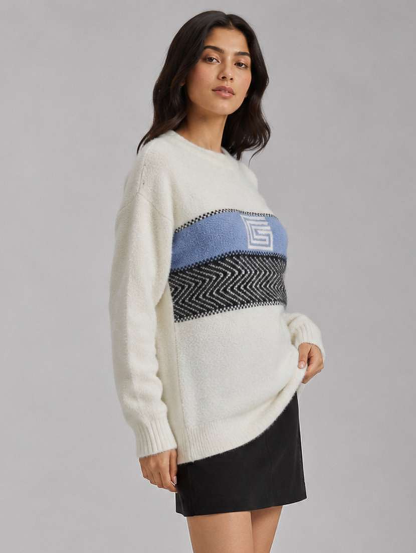 Women Self Design Long Sleeves Regular Fit Pullover - 22687369 -  Standard Image - 2
