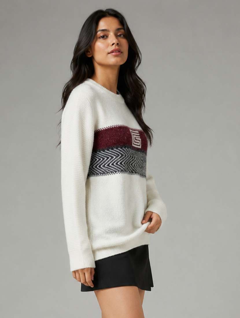 Women Self Design Long Sleeves Regular Fit Pullover - 22687370 -  Standard Image - 2