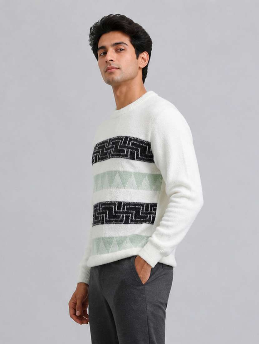 Men Self Design Long Sleeves Regular Fit Pullover - 22687373 -  Standard Image - 2