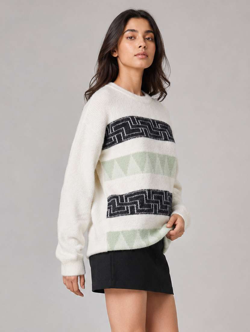 Women Self Design Long Sleeves Regular Fit Pullover - 22687377 -  Standard Image - 2