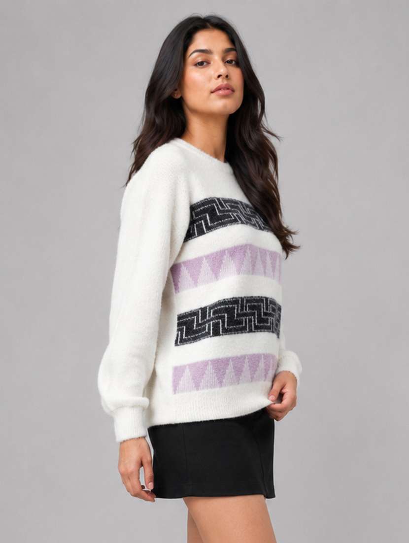 Women Self Design Long Sleeves Regular Fit Pullover - 22687378 -  Standard Image - 2
