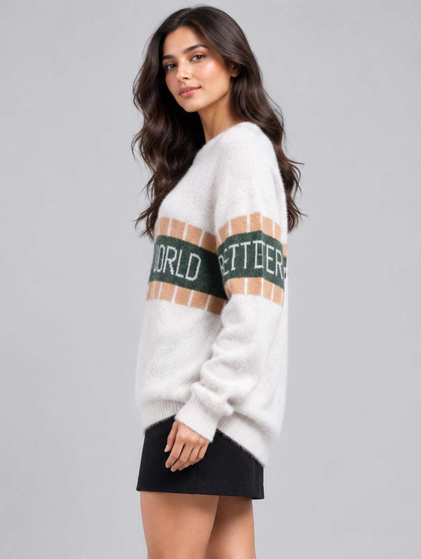 Women Self Design Long Sleeves Regular Fit Pullover - 22687384 -  Standard Image - 2