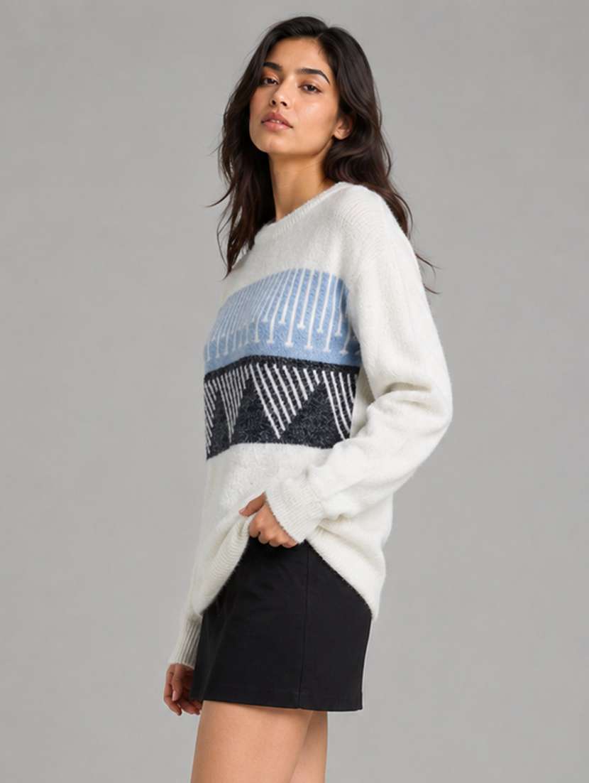 Women Self Design Long Sleeves Regular Fit Pullover - 22687389 -  Standard Image - 2