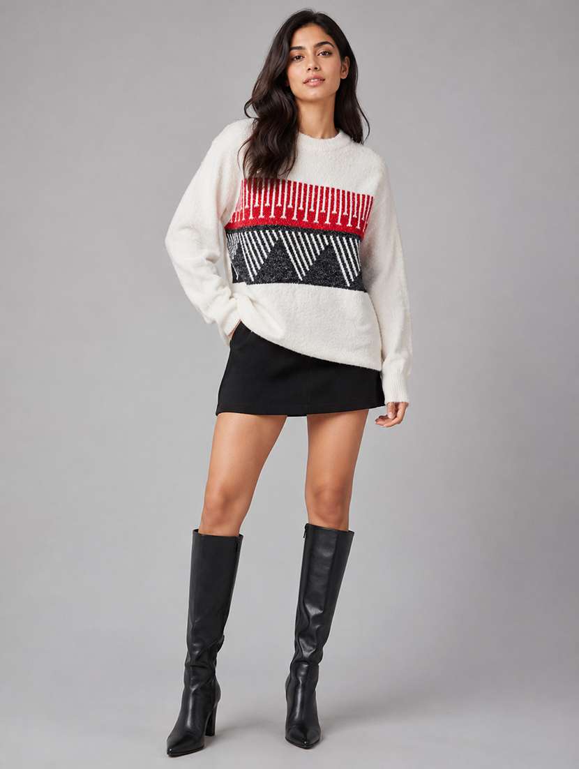 Women Self Design Long Sleeves Pullover - 22687392 -  Standard Image - 2